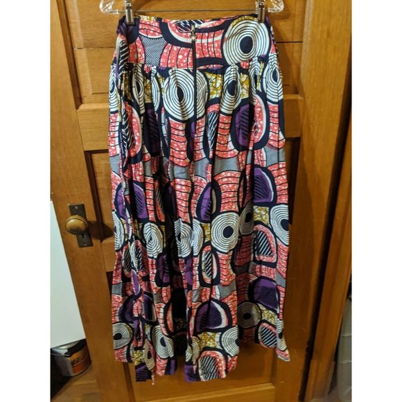 Gypsy Bright Skirt Flare Boho Maxi Pink Purple Navy Blue Bow Tie Waist 33 W 43 L - Picture 4 of 10